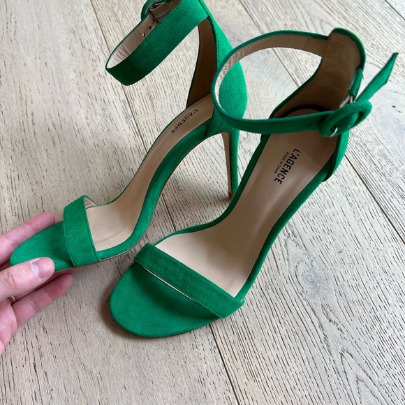 L’AGENCE Green Real Leather and Velvet Heels NWOT - Picture 4 of 11
